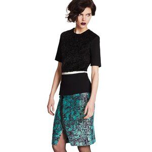 Daniel Vosovic Black Boucle Peplum Top 2
